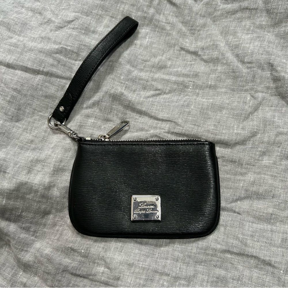 Lauren Ralph Lauren Black Leather Coin Purse Clutch Wristlet
